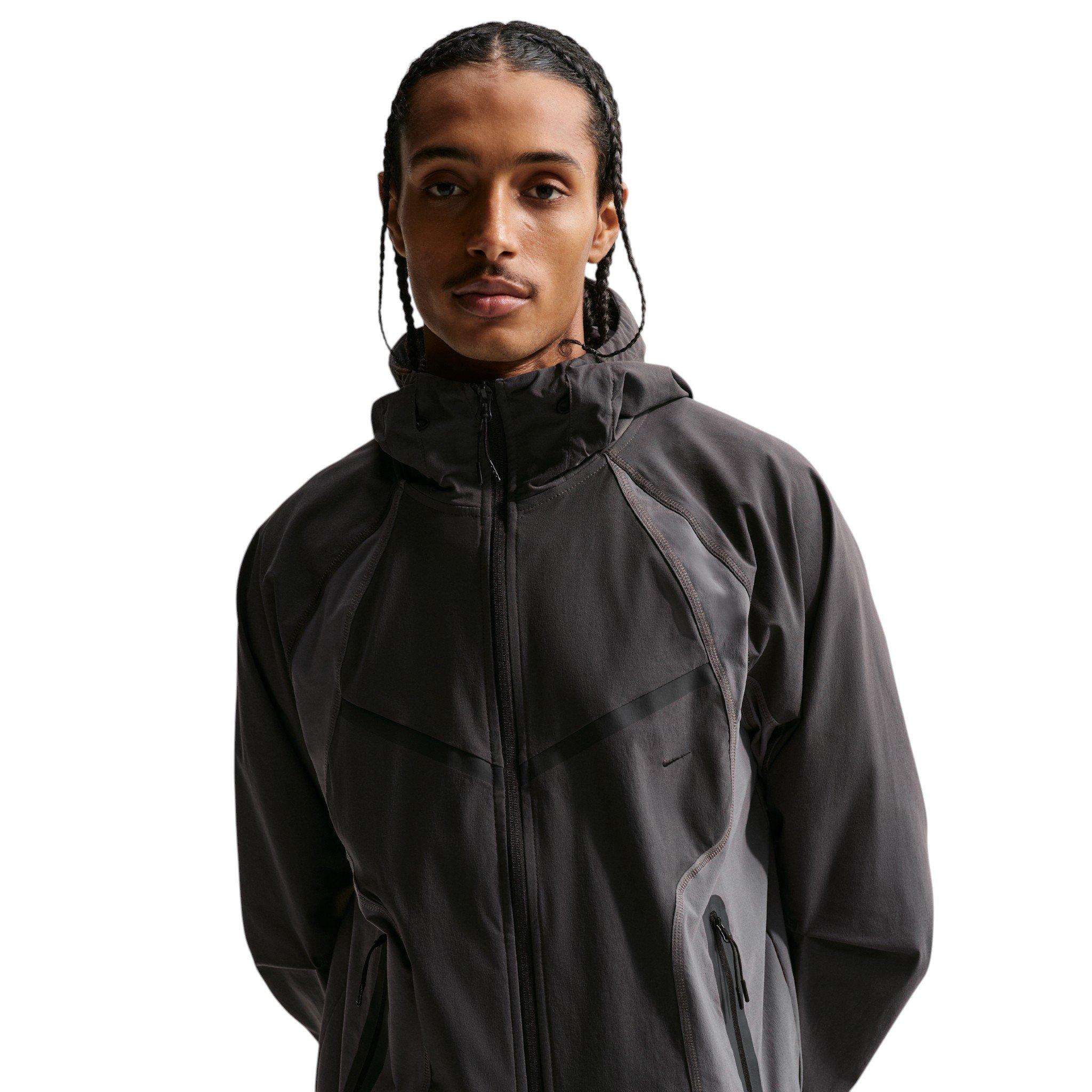 Nike Men's Tech Dri-FIT Woven Full-Zip Color-Block Windrunner Jacket - Anthracite/Iron Grey/Black - ANTHRACITE/GREY/BLACK
